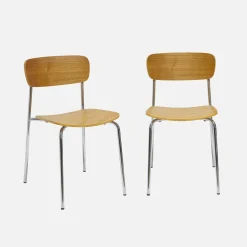 Set di 2 sedie vintage in metallo e compensato