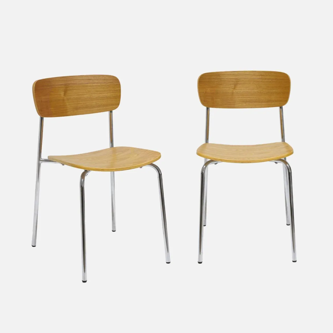 Set di 2 sedie vintage in metallo e compensato