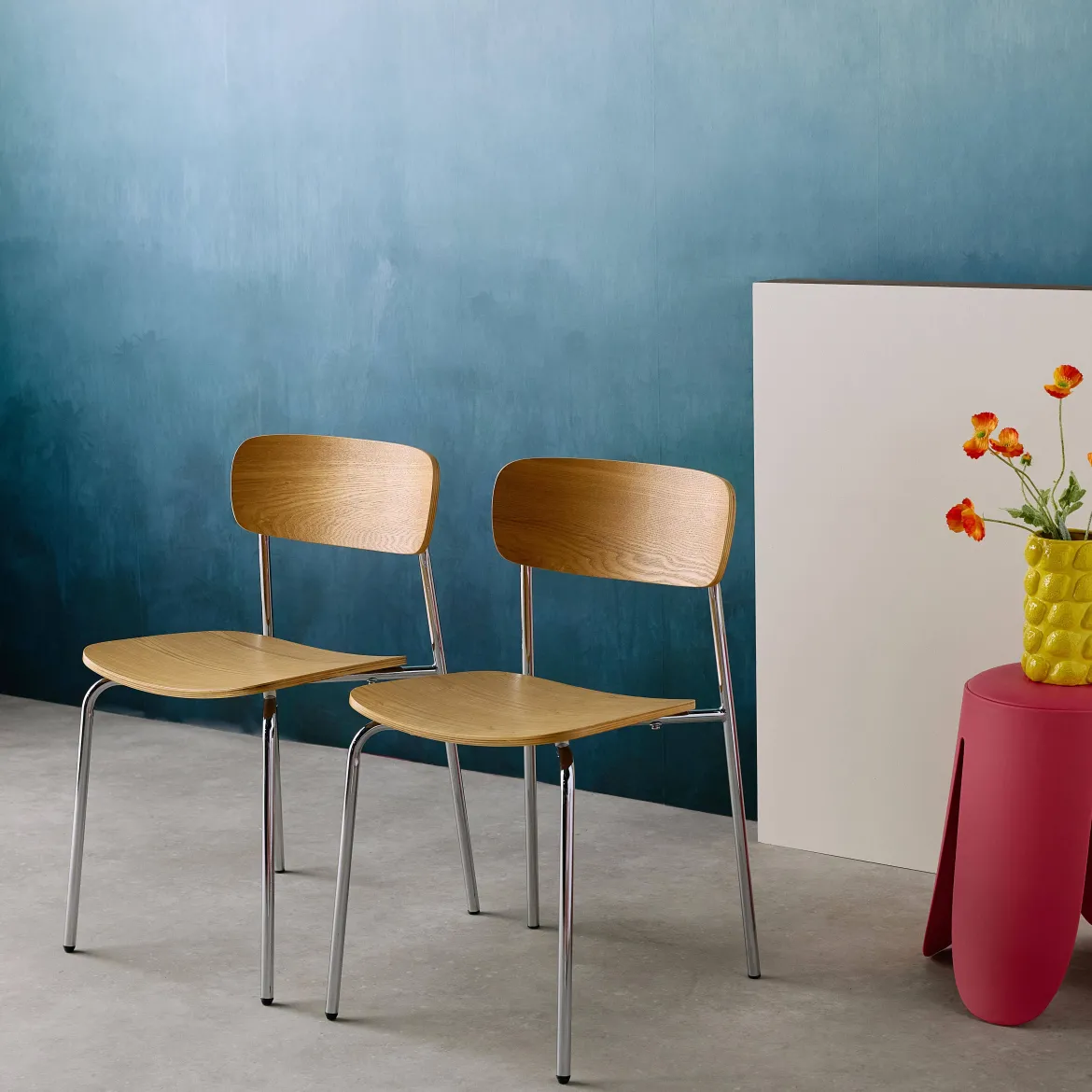 Set di 2 sedie vintage in metallo e compensato