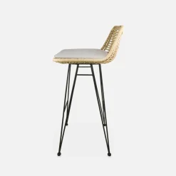 Set di 2 sgabelli da bar in metallo e rattan