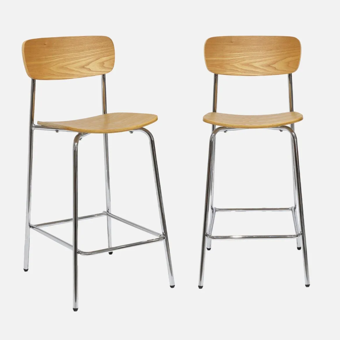 Set di 2 sgabelli da bar vintage metallo e compensato