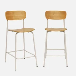 Set di 2 sgabelli da bar vintage metallo e compensato