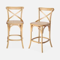 Set di 2 sgabello da bar bistrot vintage legno