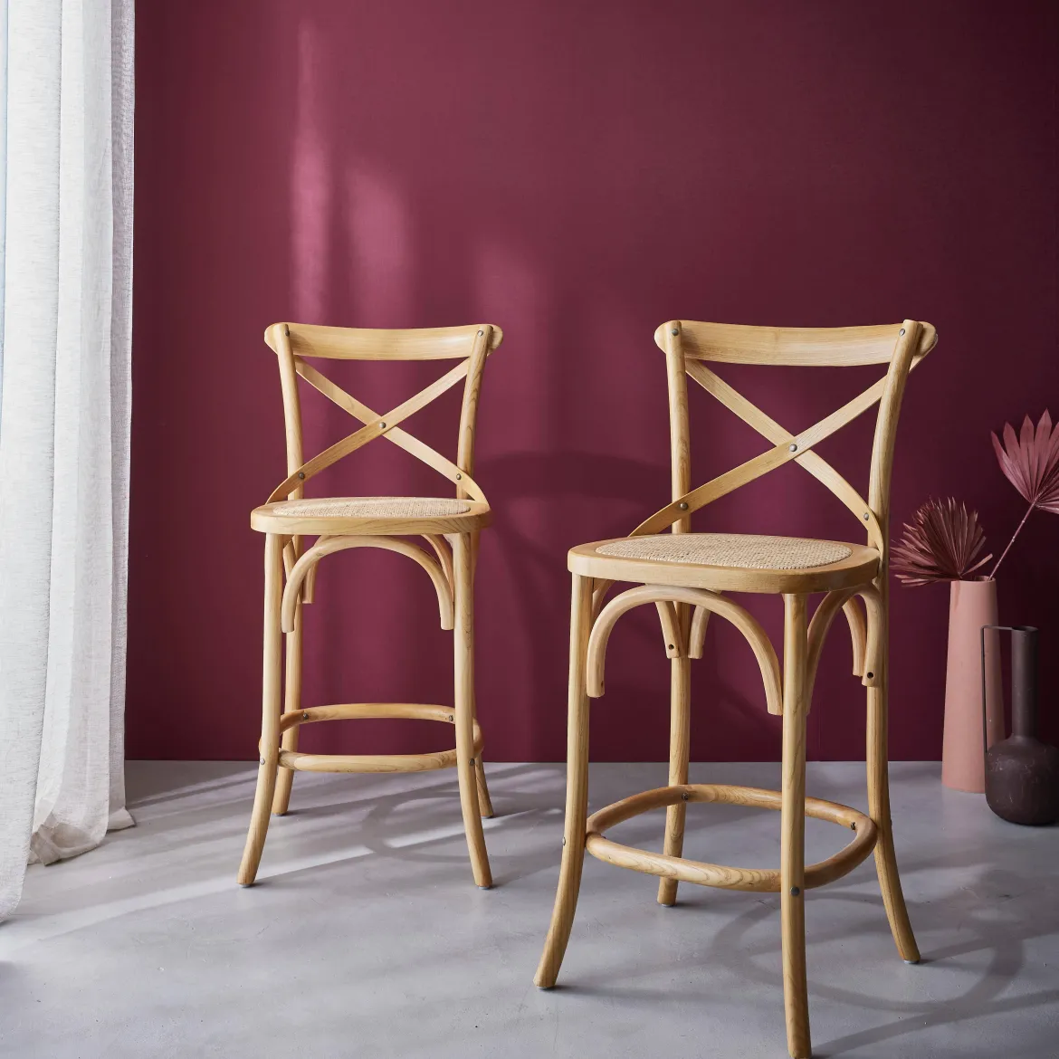 Set di 2 sgabello da bar bistrot vintage legno
