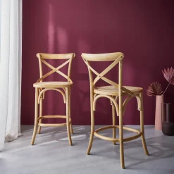 Set di 2 sgabello da bar bistrot vintage legno