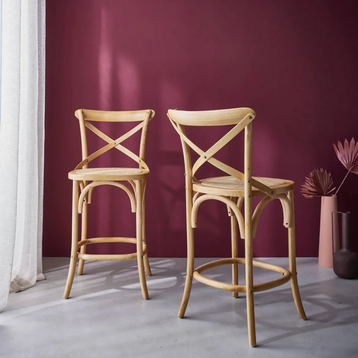 Set di 2 sgabello da bar bistrot vintage legno