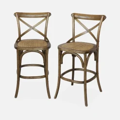 Set di 2 sgabello da bar bistrot vintage legno