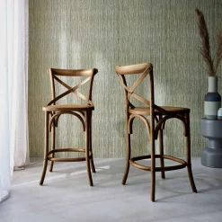 Set di 2 sgabello da bar bistrot vintage legno