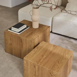 Set di 2 tavolini quadrati effetto frassino