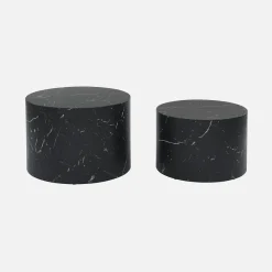 Set di 2 tavolini rotondi con effetto marmo
