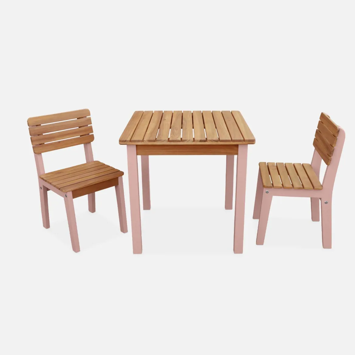 Set di tavolo per bambini in legno, 2 sedie