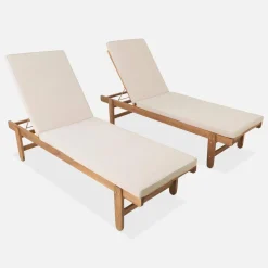 Set 2 lettini prendisole in legno multiposizione