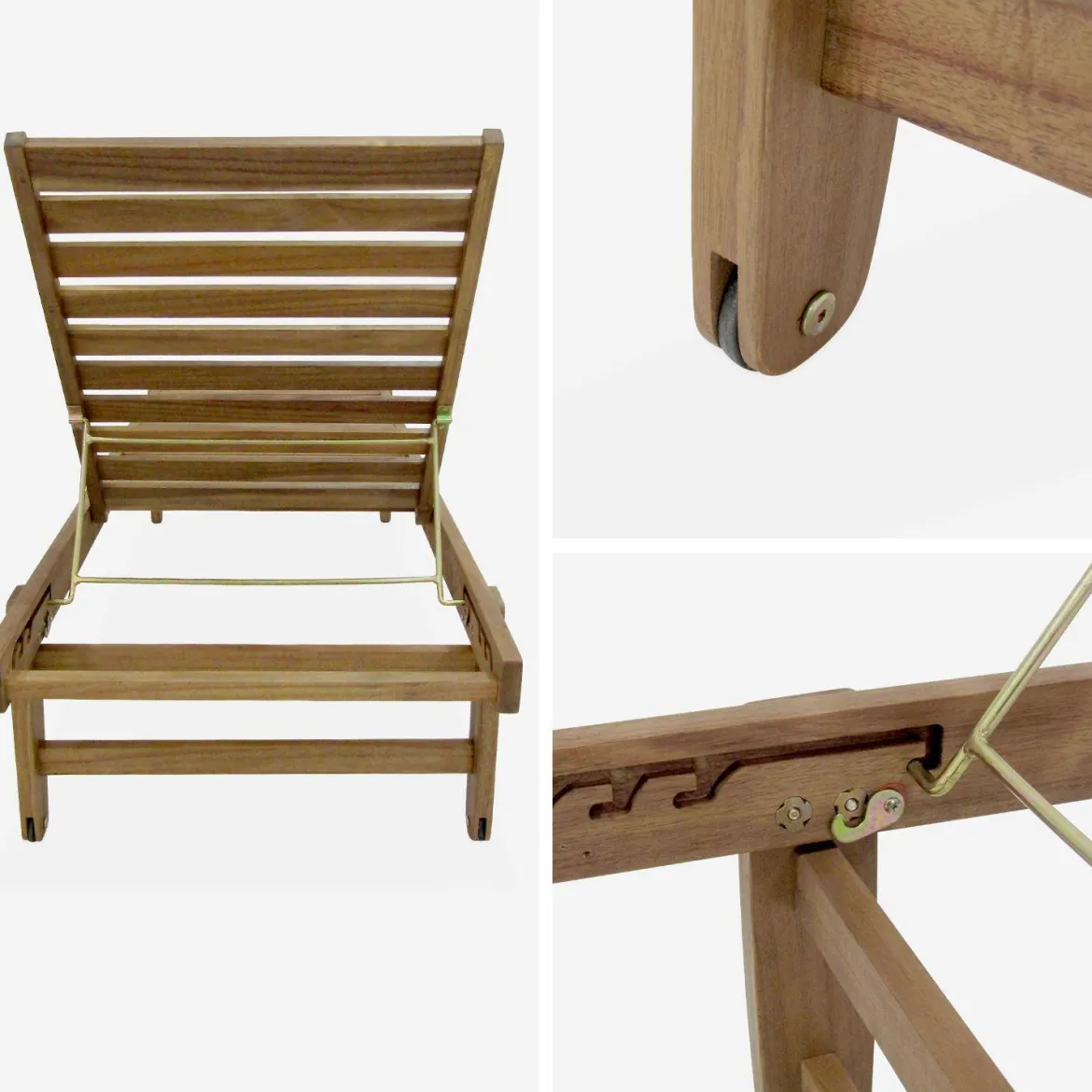 Set 2 lettini prendisole in legno multiposizione