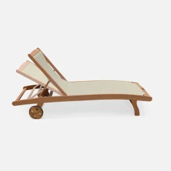 Set 2 lettini prendisole in legno multiposizione con ruote