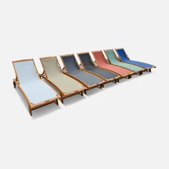 Set 2 lettini prendisole in legno multiposizione con ruote