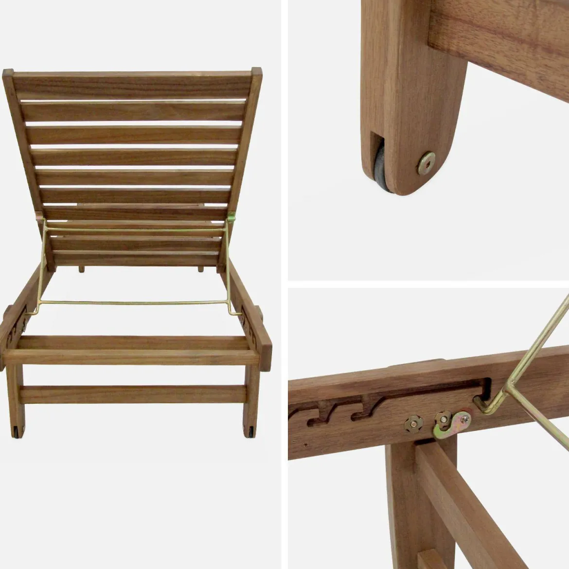 Set 2 lettini prendisole in legno multiposizione