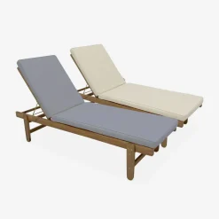 Set 2 lettini prendisole in legno multiposizione
