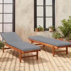 Set 2 lettini prendisole in legno multiposizione