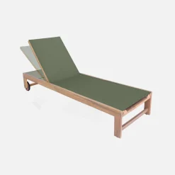 Set 2 lettini prendisole in legno multiposizione con ruote