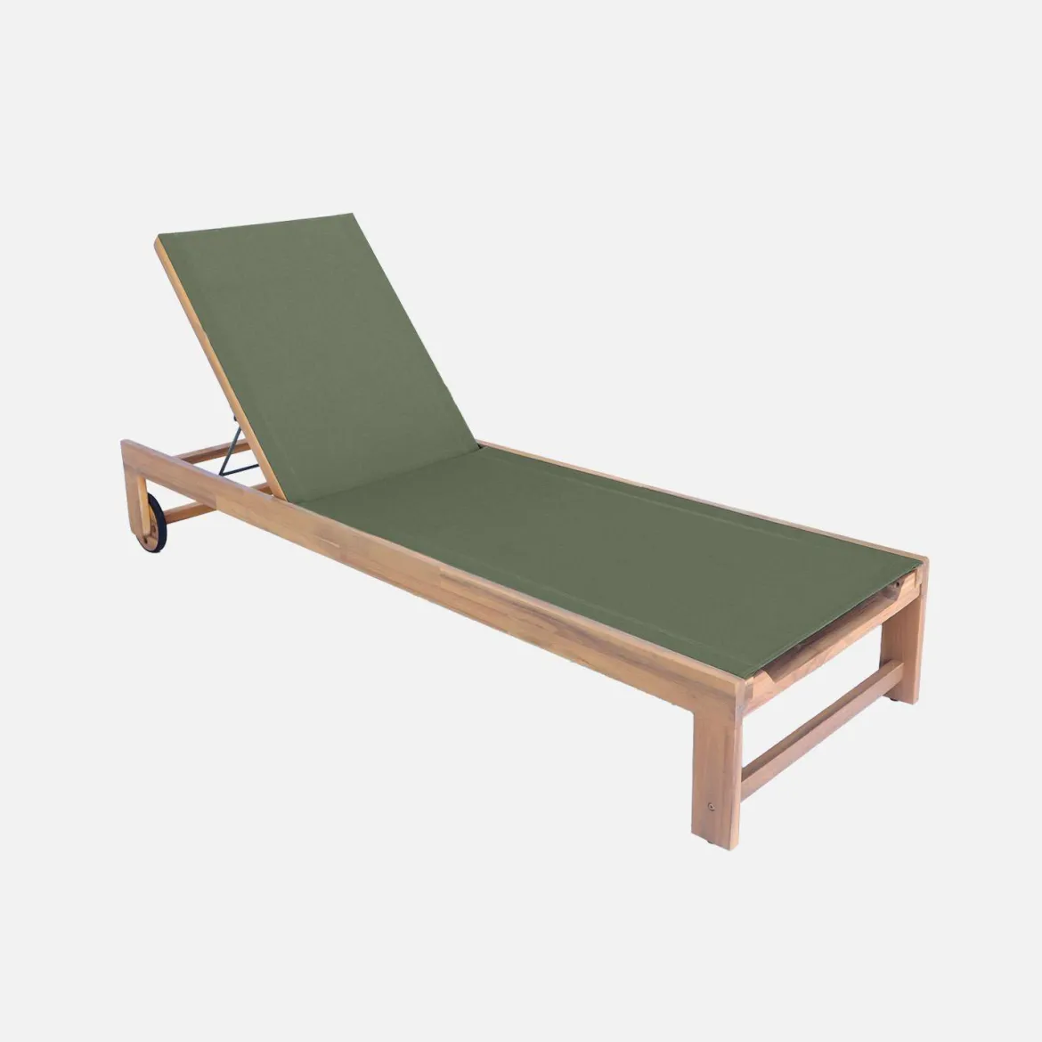 Set 2 lettini prendisole in legno multiposizione con ruote