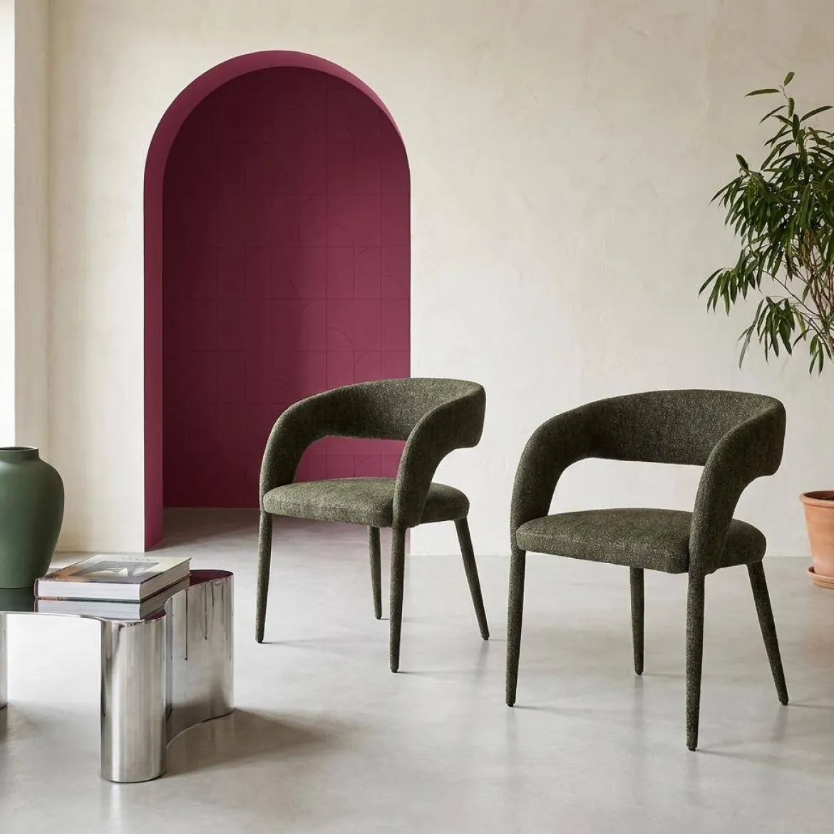 Set 2 poltrone contemporanee in tessuto