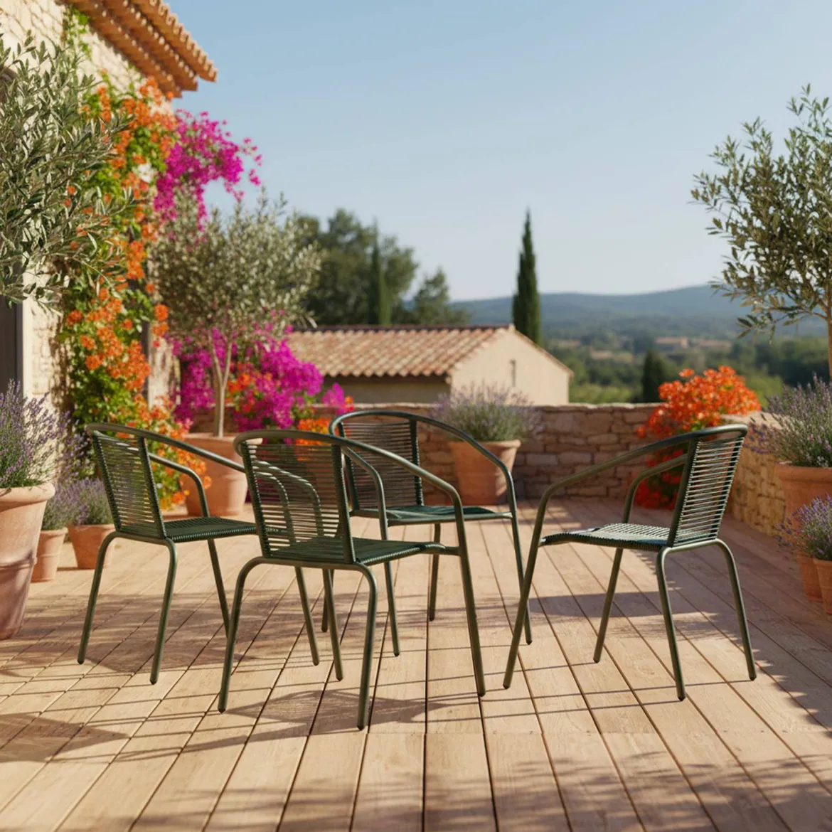 Set 4 poltrone da giardino in resina naturale