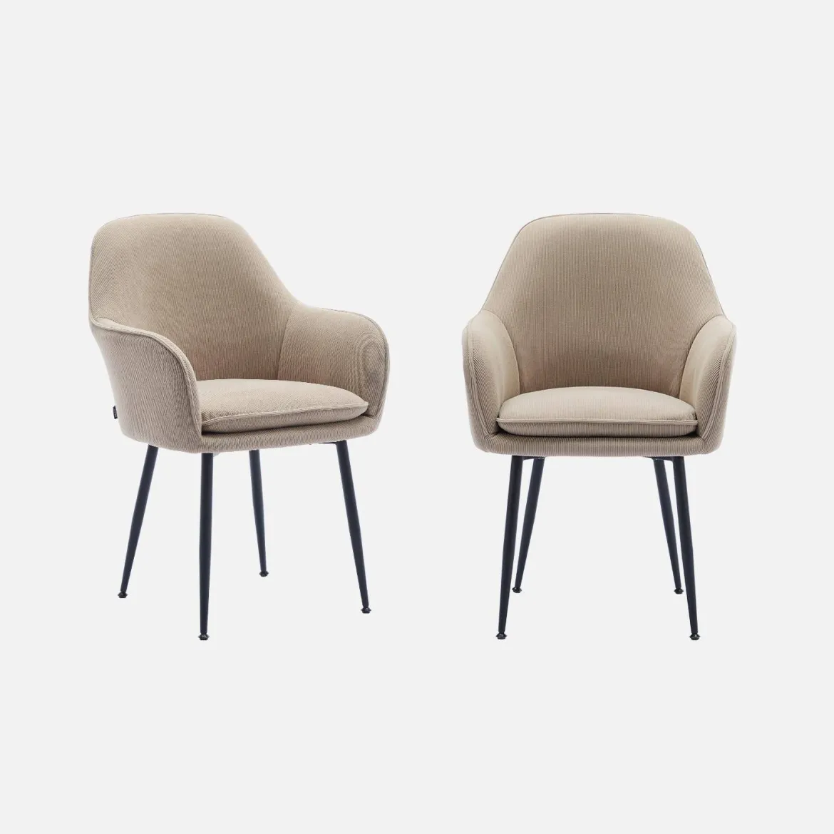 Set 2 poltrone in velluto a coste con gambe in metallo