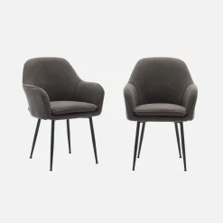 Set 2 poltrone in velluto a coste con gambe in metallo