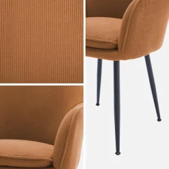Set 2 poltrone in velluto a coste con gambe in metallo