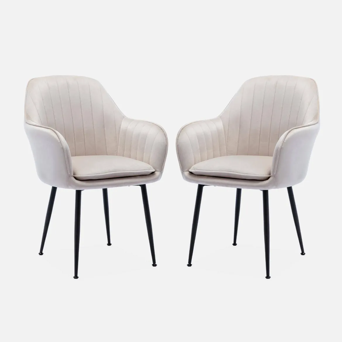 Set 2 poltrone in velluto con gambe in metallo