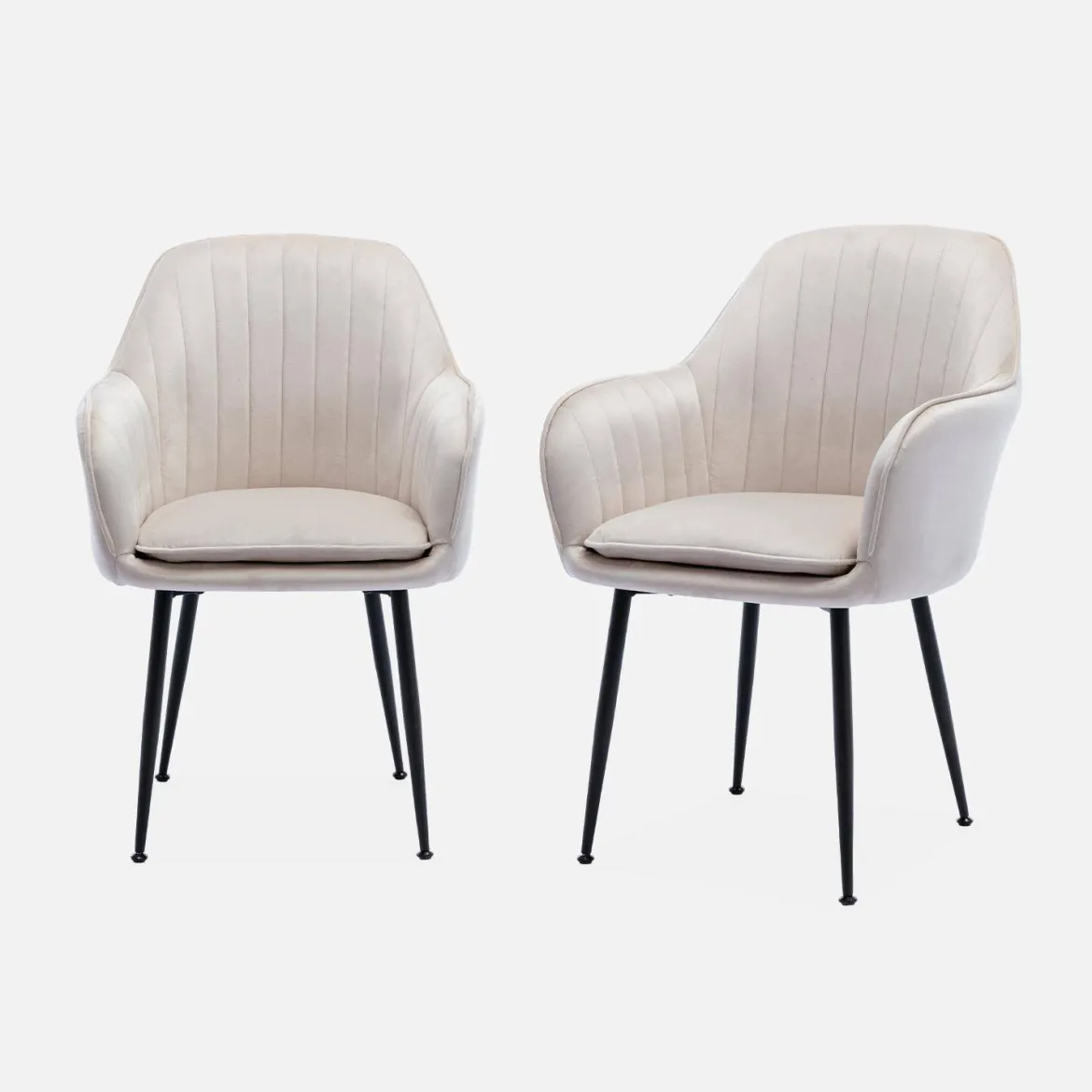 Set 2 poltrone in velluto con gambe in metallo