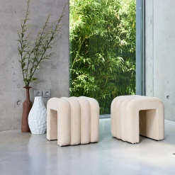 Set 2 pouf contemporanei in tessuto