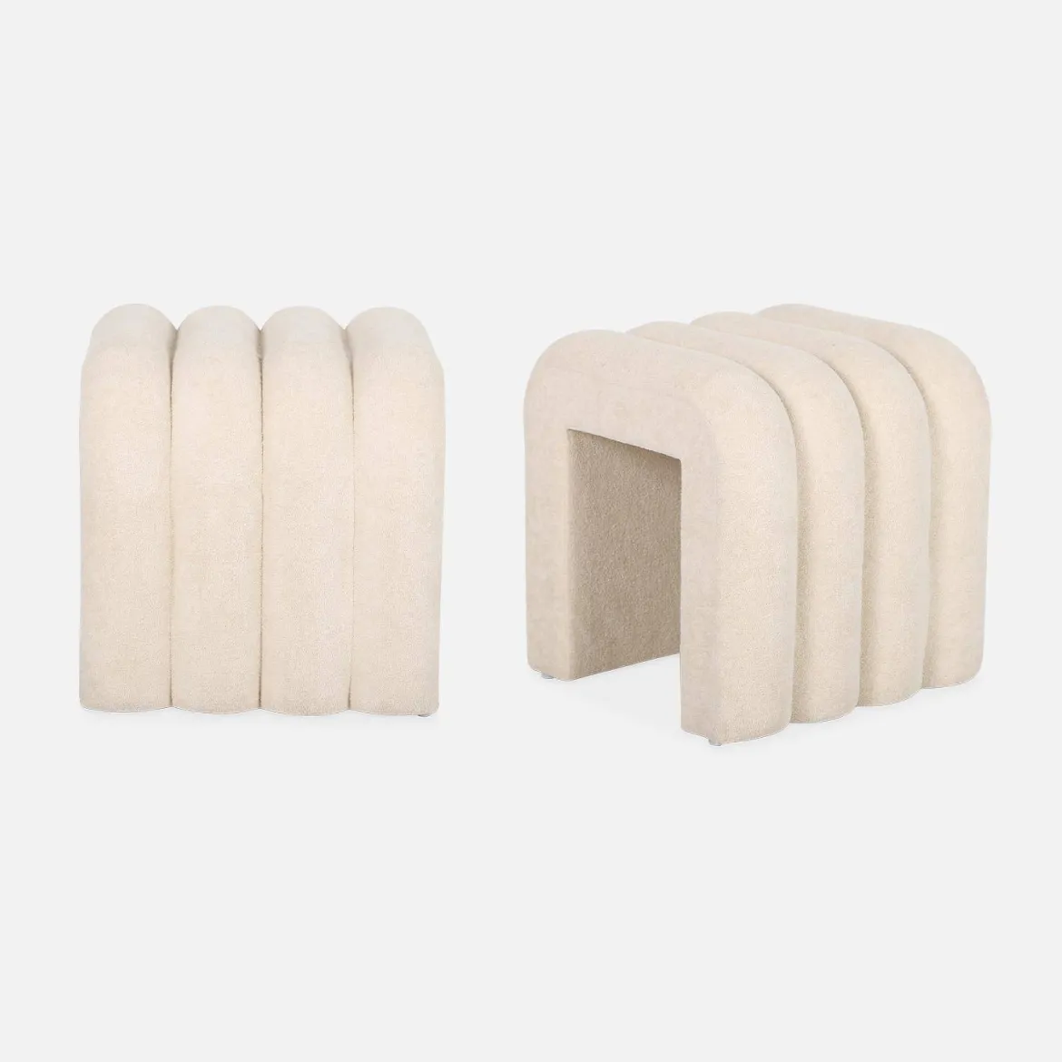 Set 2 pouf contemporanei in tessuto