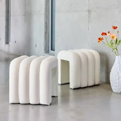 Set 2 pouf contemporanei in tessuto