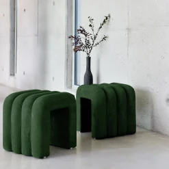 Set 2 pouf contemporanei in tessuto