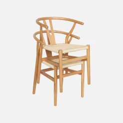 Set 2 sede in legno con seduta in corda