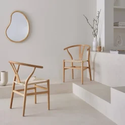 Set 2 sede in legno con seduta in corda