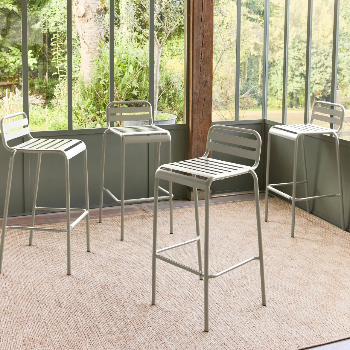Set 4 sedie alte bistrot in acciaio