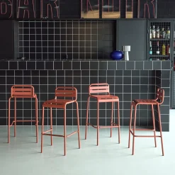 Set 4 sedie alte bistrot in acciaio