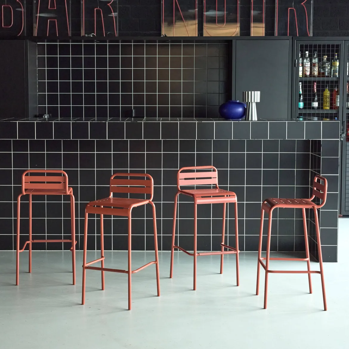 Set 4 sedie alte bistrot in acciaio