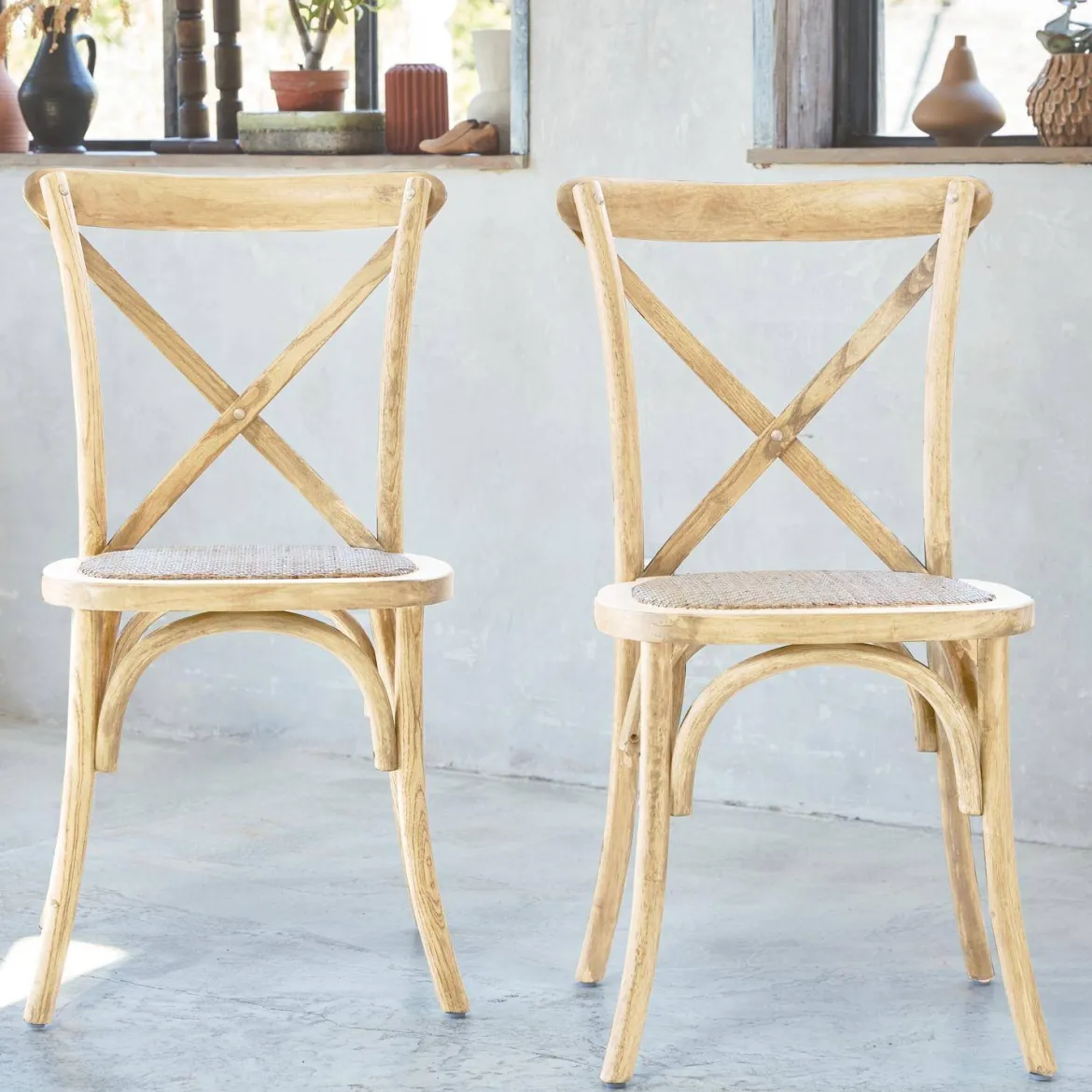 Set 2 sedie bistrò vintage in legno