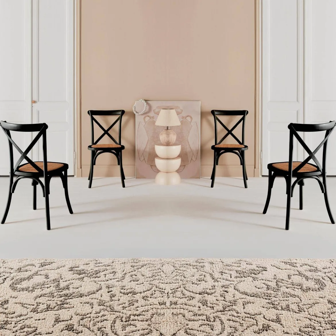 Set 4 sedie da bistrot vintage in legno