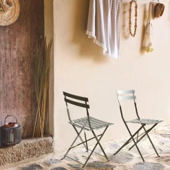 Set 2 sedie da giardino bistrot pieghevole in metallo