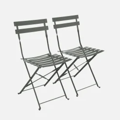 Set 2 sedie da giardino bistrot pieghevole in metallo