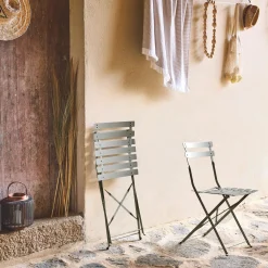 Set 2 sedie da giardino bistrot pieghevole in metallo