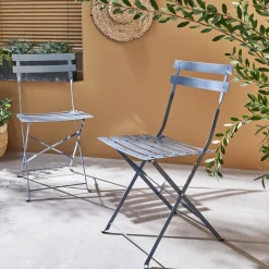 Set 2 sedie da giardino bistrot pieghevole in metallo