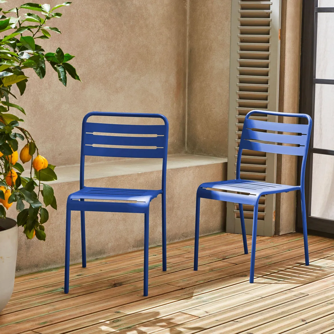 Set 2 sedie da giardino bistrot in acciaio