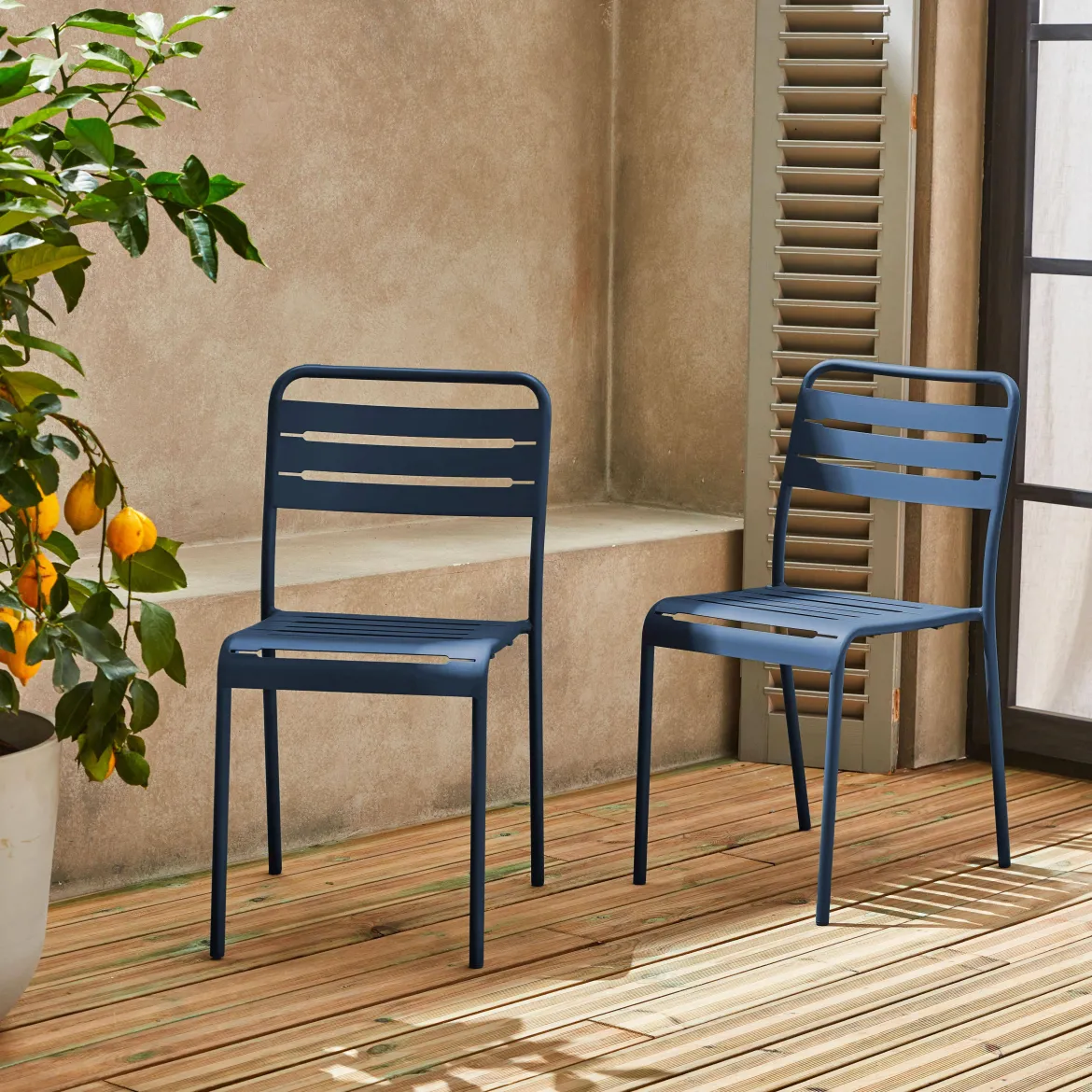 Set 2 sedie da giardino bistrot in acciaio