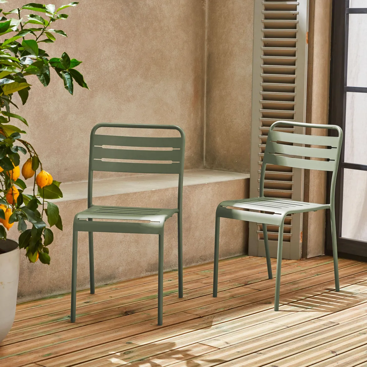 Set 2 sedie da giardino bistrot in acciaio