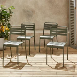 Set 4 sedie da giardino bistrot in acciaio